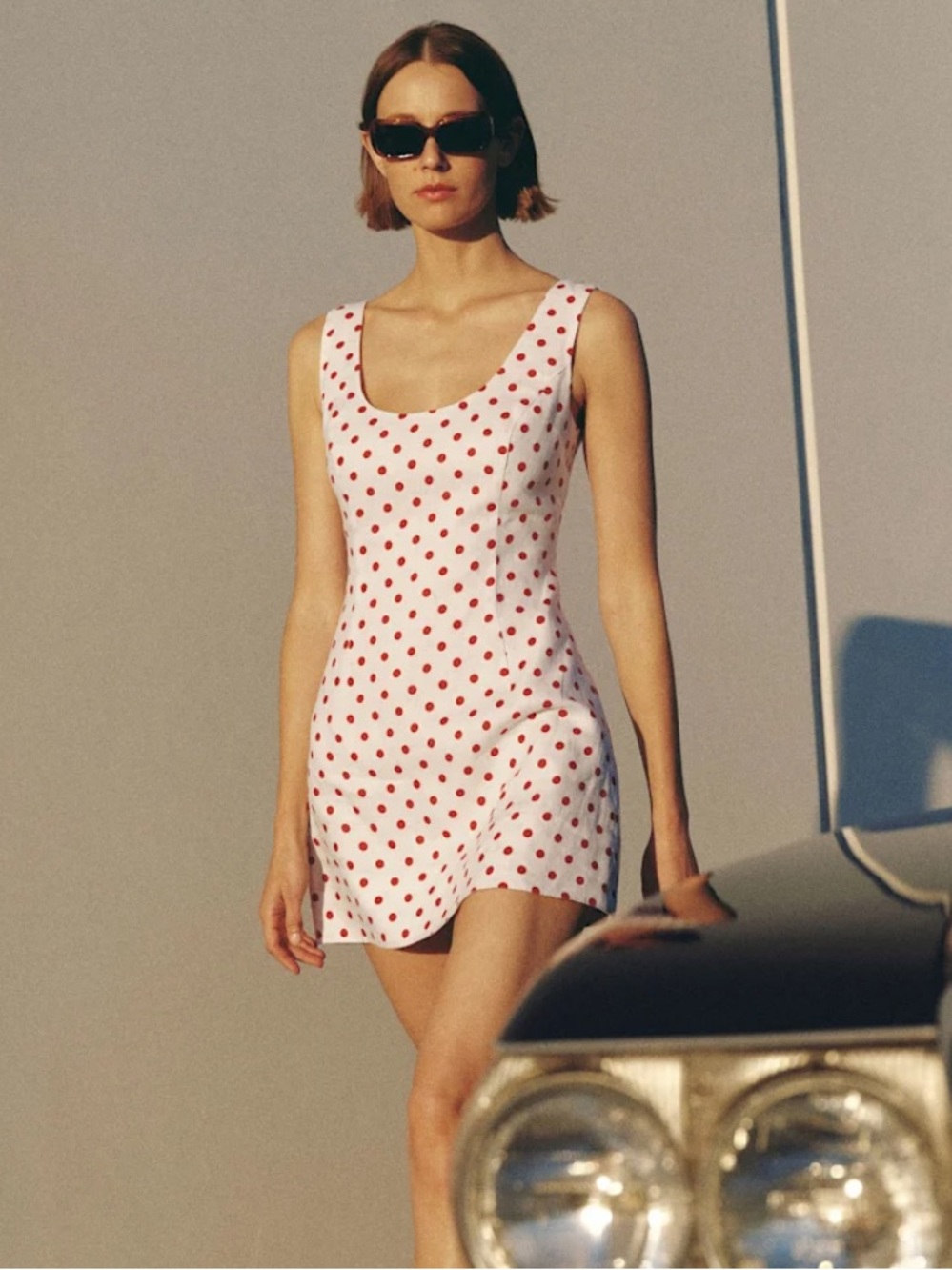 NWT REFORMATION Franceska Linen Dress, Ketchup Dot, size 2